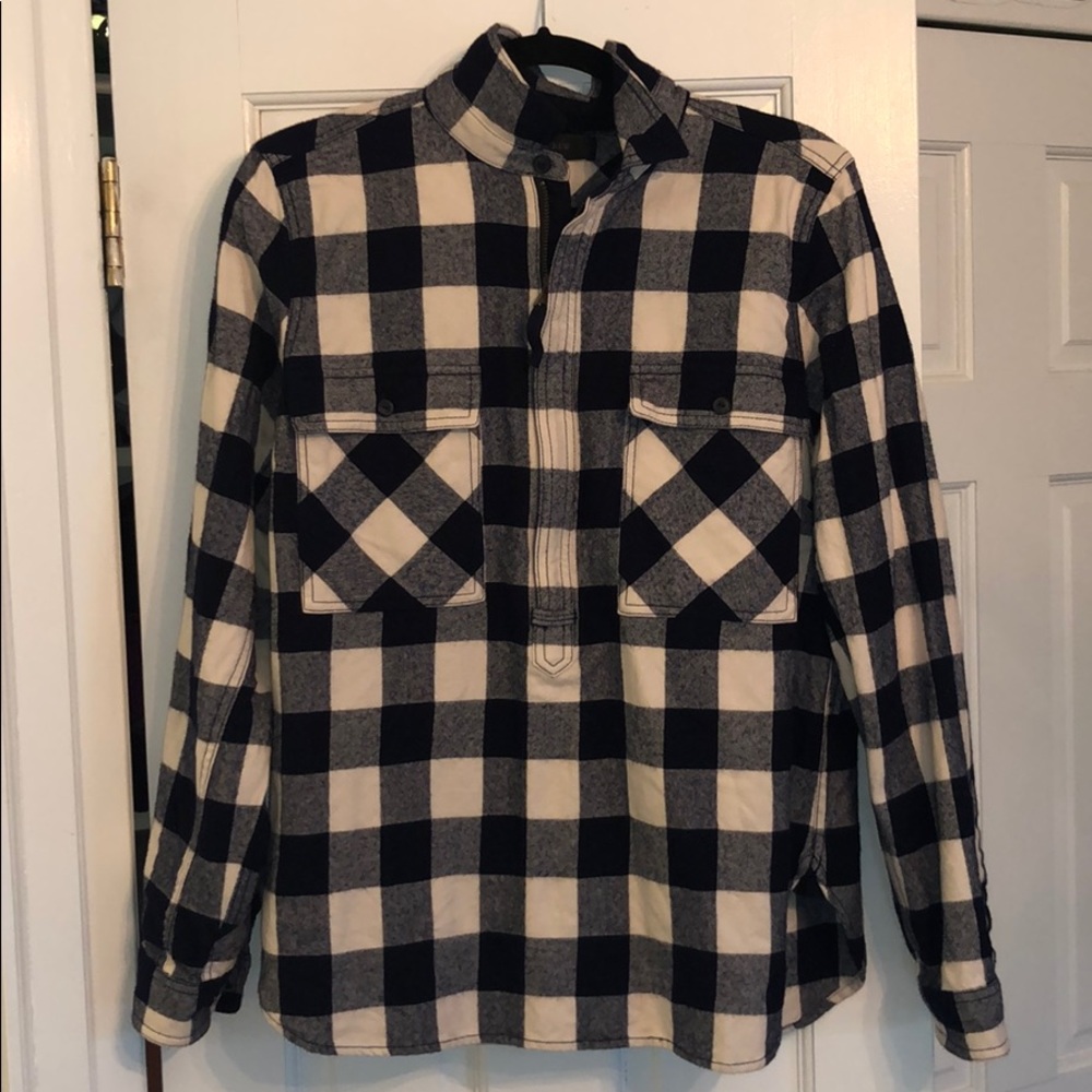 JCREW QUARTER ZIP FLANNEL